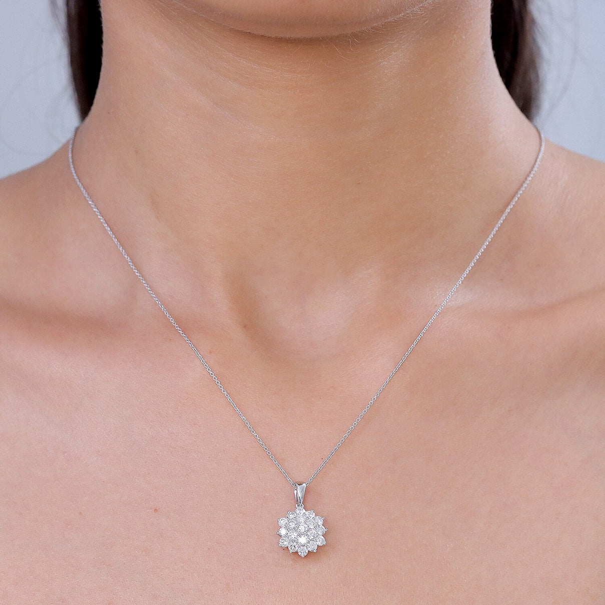 10K White Gold,  White Diamond Pendant with Chain (Size 20) 1.03ct  Gold Wt. 3.05 Gms  1.030  Ct. 4467795 2