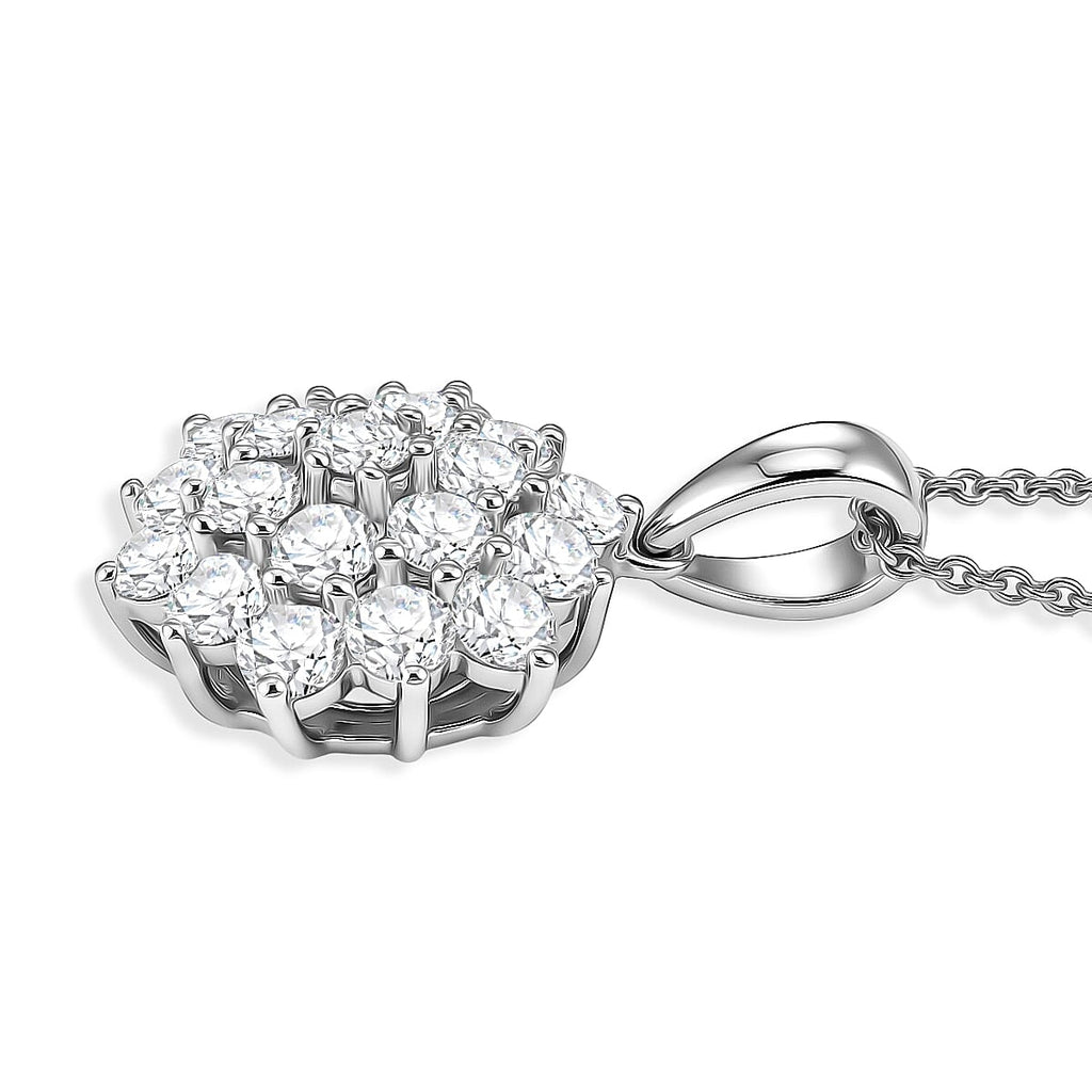 10K White Gold,  White Diamond Pendant with Chain (Size 20) 1.03ct  Gold Wt. 3.05 Gms  1.030  Ct._4467795_3