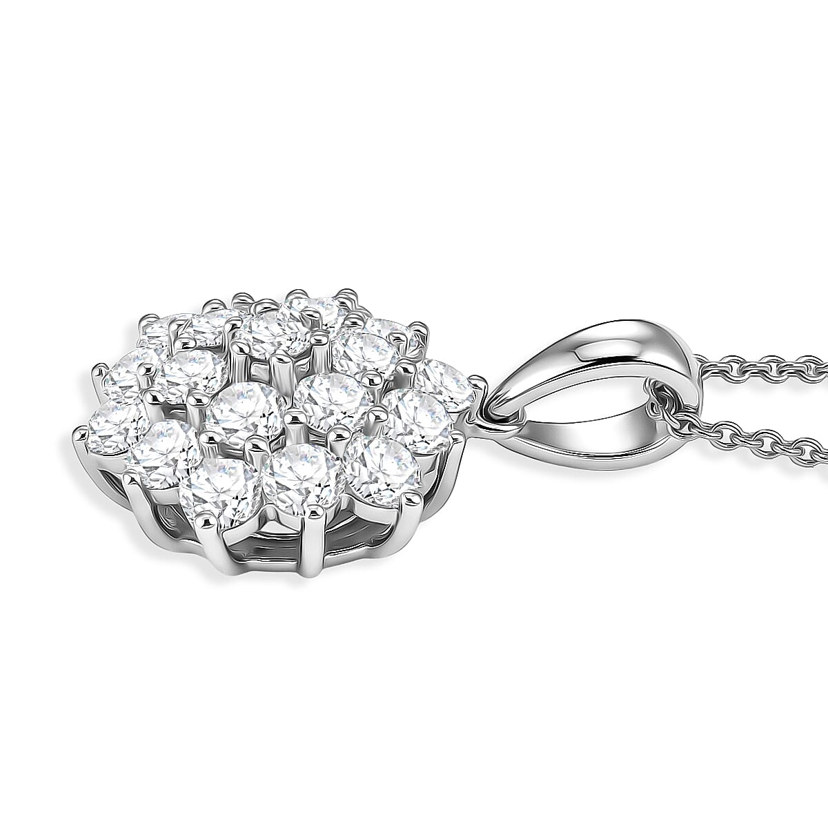 10K White Gold,  White Diamond Pendant with Chain (Size 20) 1.03ct  Gold Wt. 3.05 Gms  1.030  Ct. 4467795 3
