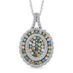 Luxuriant - Lab Grown Multi Diamond (SI/G-H) Cluster Pendant with Chain (Size 20) in Rhodium Overlay Sterling Silver 2.00 Ct._4468061