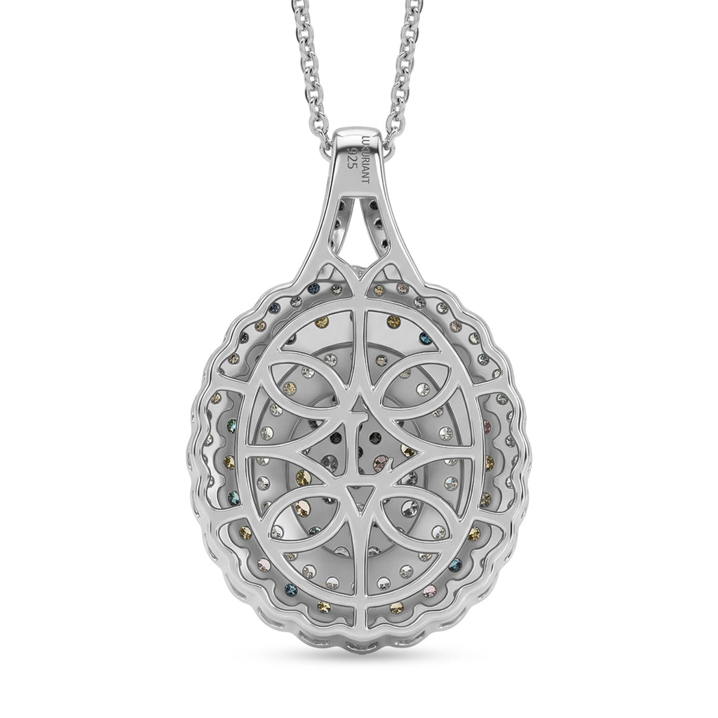 Luxuriant - Lab Grown Multi Diamond (SI/G-H) Cluster Pendant with Chain (Size 20) in Rhodium Overlay Sterling Silver 2.00 Ct._4468061_4