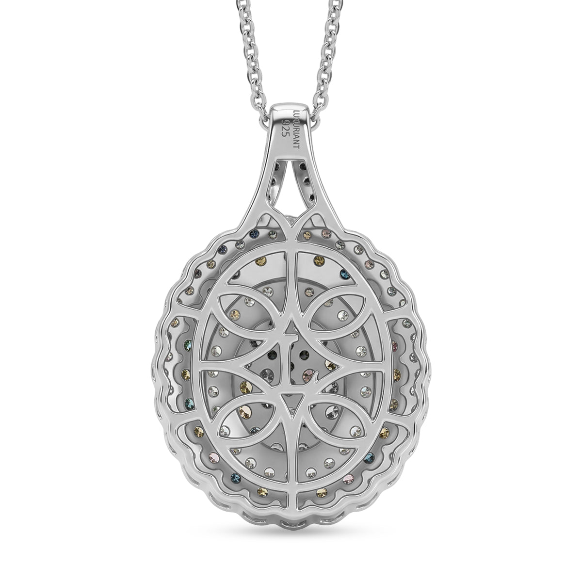 Luxuriant - Lab Grown Multi Diamond (SI/G-H) Cluster Pendant with Chain (Size 20) in Rhodium Overlay Sterling Silver 2.00 Ct. V32613426 5