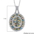 Luxuriant - Lab Grown Multi Diamond (SI/G-H) Cluster Pendant with Chain (Size 20) in Rhodium Overlay Sterling Silver 2.00 Ct._4468061_6