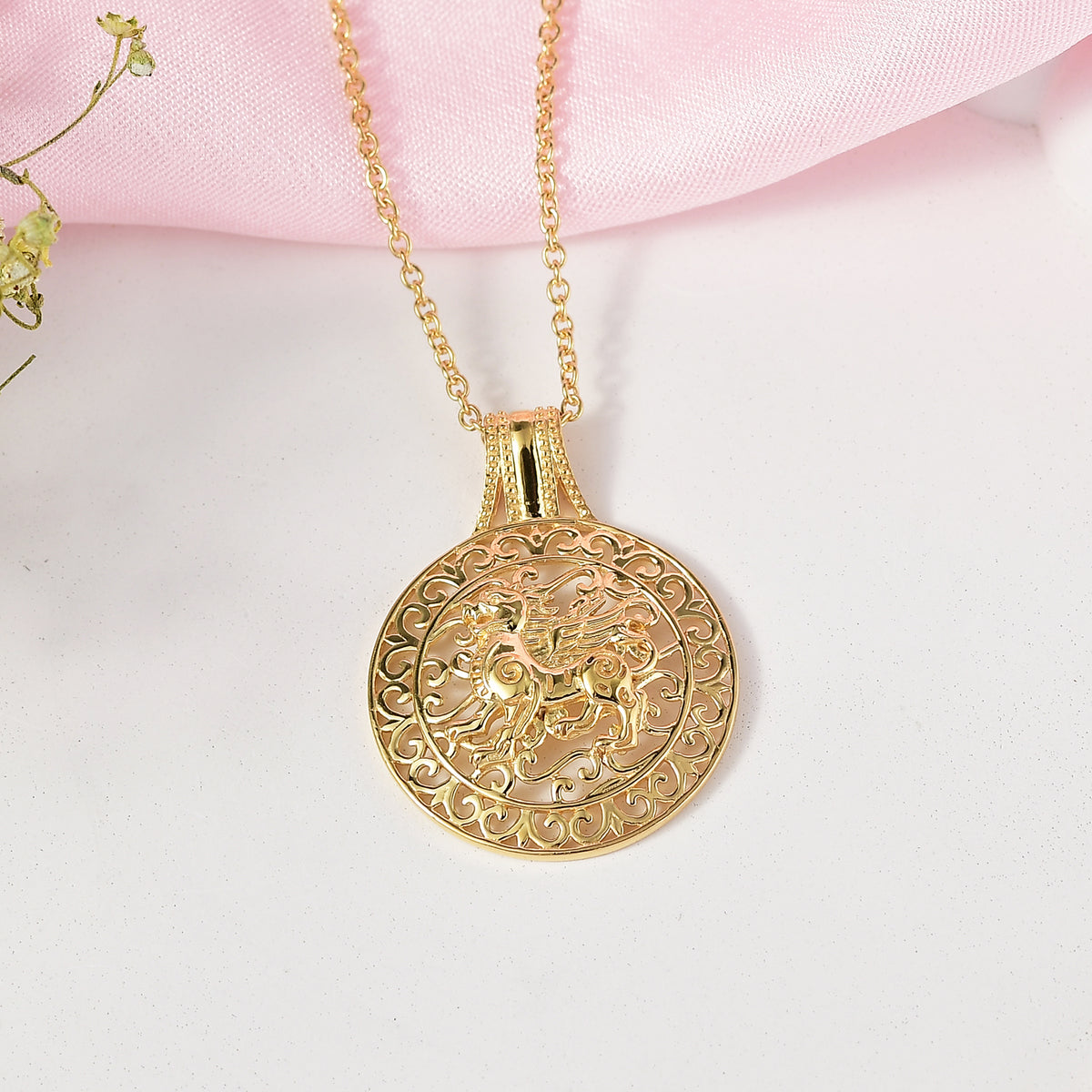 Pendant in Yellow Gold Plated Sterling Silver with Chain (Size 20) V32521588 3