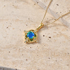 D'Joy - Peacock Triplet Quartz & White Zircon Pendant with Chain (Size 20) in Yellow Gold Plated Sterling Silver 1.56 Ct._4468340_2