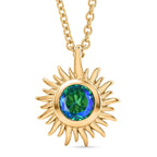 D'Joy - Peacock Triplet Quartz Sunburst Pendant in Yellow Gold Plated Sterling Silver with Chain (Size 20)_4468344