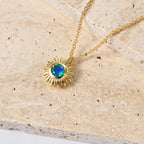 D'Joy - Peacock Triplet Quartz Sunburst Pendant in Yellow Gold Plated Sterling Silver with Chain (Size 20)_4468344_2