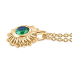 D'Joy - Peacock Triplet Quartz Sunburst Pendant in Yellow Gold Plated Sterling Silver with Chain (Size 20)_4468344_3