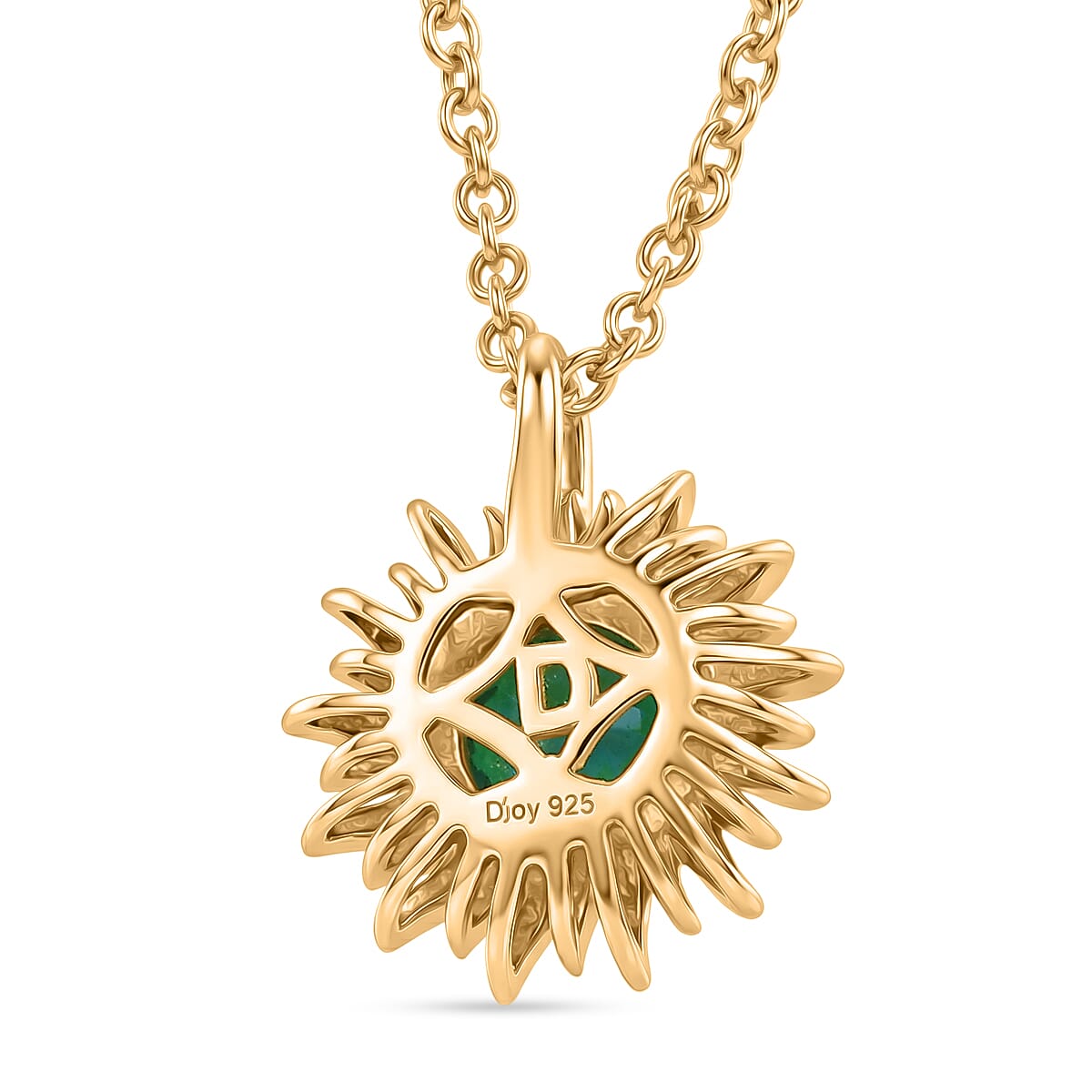 D'Joy - Peacock Triplet Quartz Sunburst Pendant in Yellow Gold Plated Sterling Silver with Chain (Size 20) 4468344 5