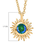 D'Joy - Peacock Triplet Quartz Sunburst Pendant in Yellow Gold Plated Sterling Silver with Chain (Size 20)_4468344_5