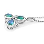 D'Joy - Peacock Triplet Quartz & White Zircon Pendant with Chain (Size 20) in Platinum Overlay Sterling Silver 2.45 Ct._4468345_3