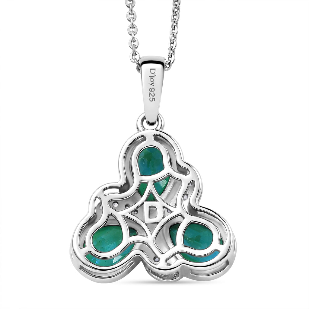 D'Joy - Peacock Triplet Quartz & White Zircon Pendant with Chain (Size 20) in Platinum Overlay Sterling Silver 2.45 Ct._4468345_4