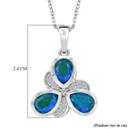 D'Joy - Peacock Triplet Quartz & White Zircon Pendant with Chain (Size 20) in Platinum Overlay Sterling Silver 2.45 Ct._4468345_5