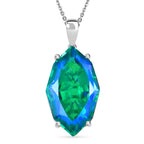 D'Joy - Peacock Triplet Quartz Pendant with Chain (Size 20) in Rhodium Overlay Sterling Silver 21.67 Ct._4468350