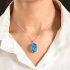 D'Joy - Peacock Triplet Quartz Pendant with Chain (Size 20) in Rhodium Overlay Sterling Silver 21.67 Ct._4468350_1