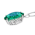D'Joy - Peacock Triplet Quartz Pendant with Chain (Size 20) in Rhodium Overlay Sterling Silver 21.67 Ct._4468350_3