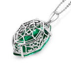 D'Joy - Peacock Triplet Quartz Pendant with Chain (Size 20) in Rhodium Overlay Sterling Silver 21.67 Ct._4468350_4