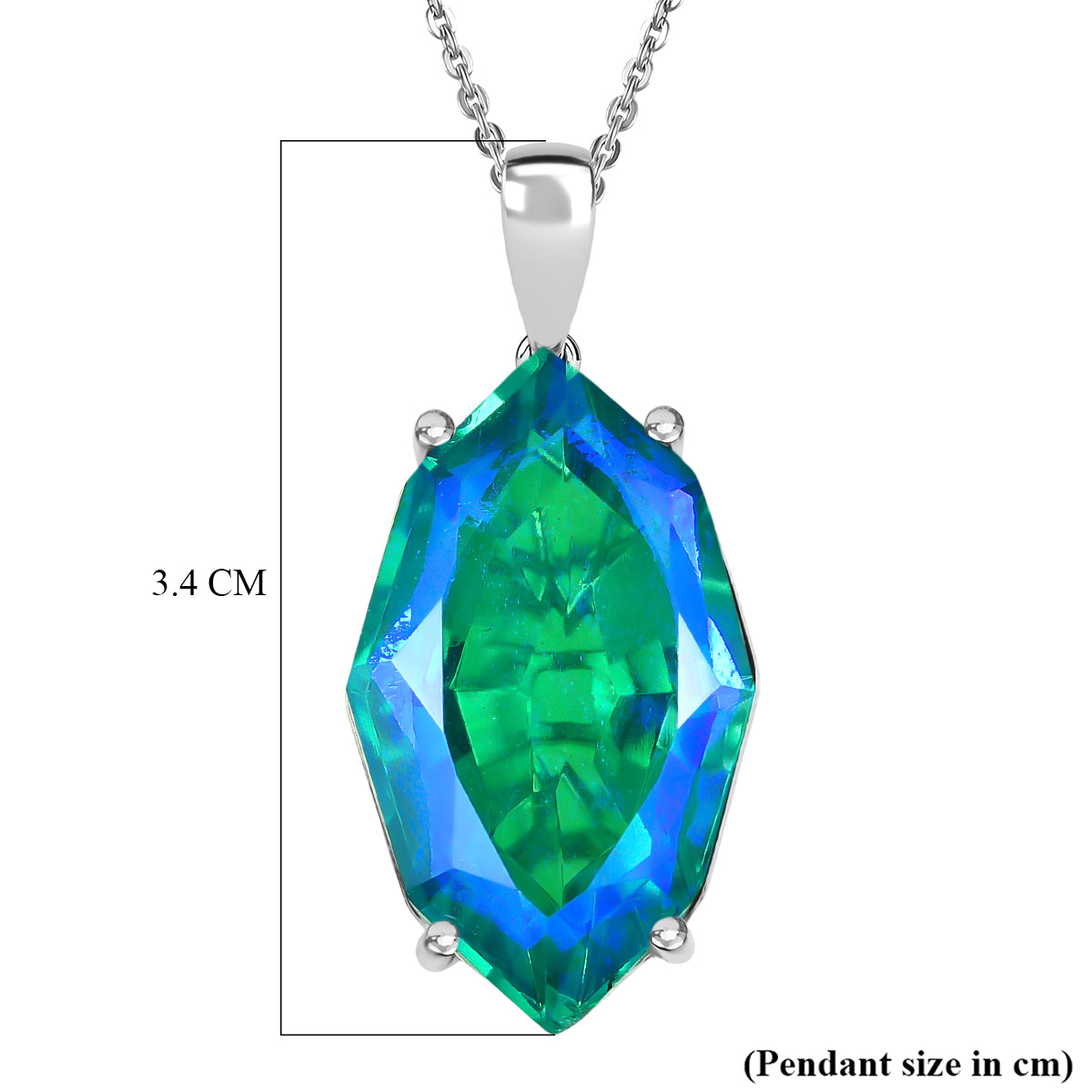 D'Joy - Peacock Triplet Quartz Pendant with Chain (Size 20) in Rhodium Overlay Sterling Silver 21.67 Ct. 4468350 6