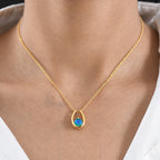 D'Joy - Peacock Triplet Quartz Solitaire Pendant in Yellow Gold Plated Sterling Silver with Chain (Size 20) 1.50 Ct._4468466_1