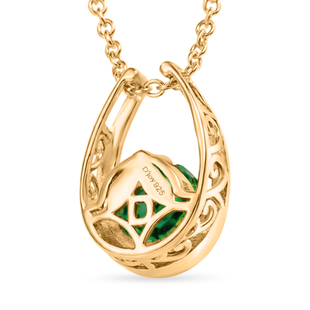 D'Joy - Peacock Triplet Quartz Solitaire Pendant in Yellow Gold Plated Sterling Silver with Chain (Size 20) 1.50 Ct. 4468466 5