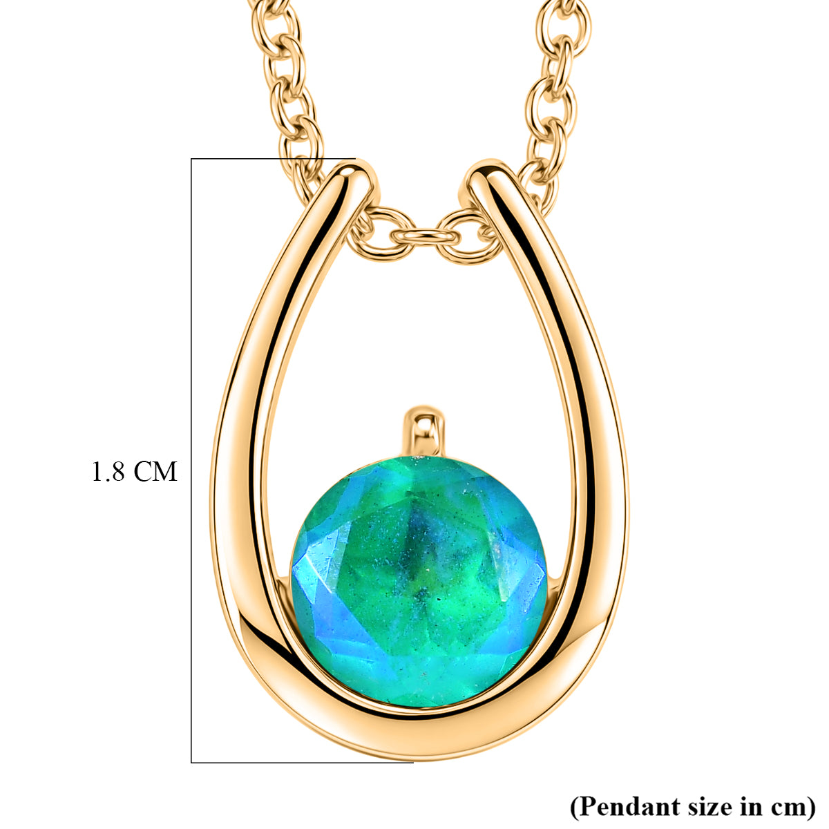 D'Joy - Peacock Triplet Quartz Solitaire Pendant in Yellow Gold Plated Sterling Silver with Chain (Size 20) 1.50 Ct. 4468466 6