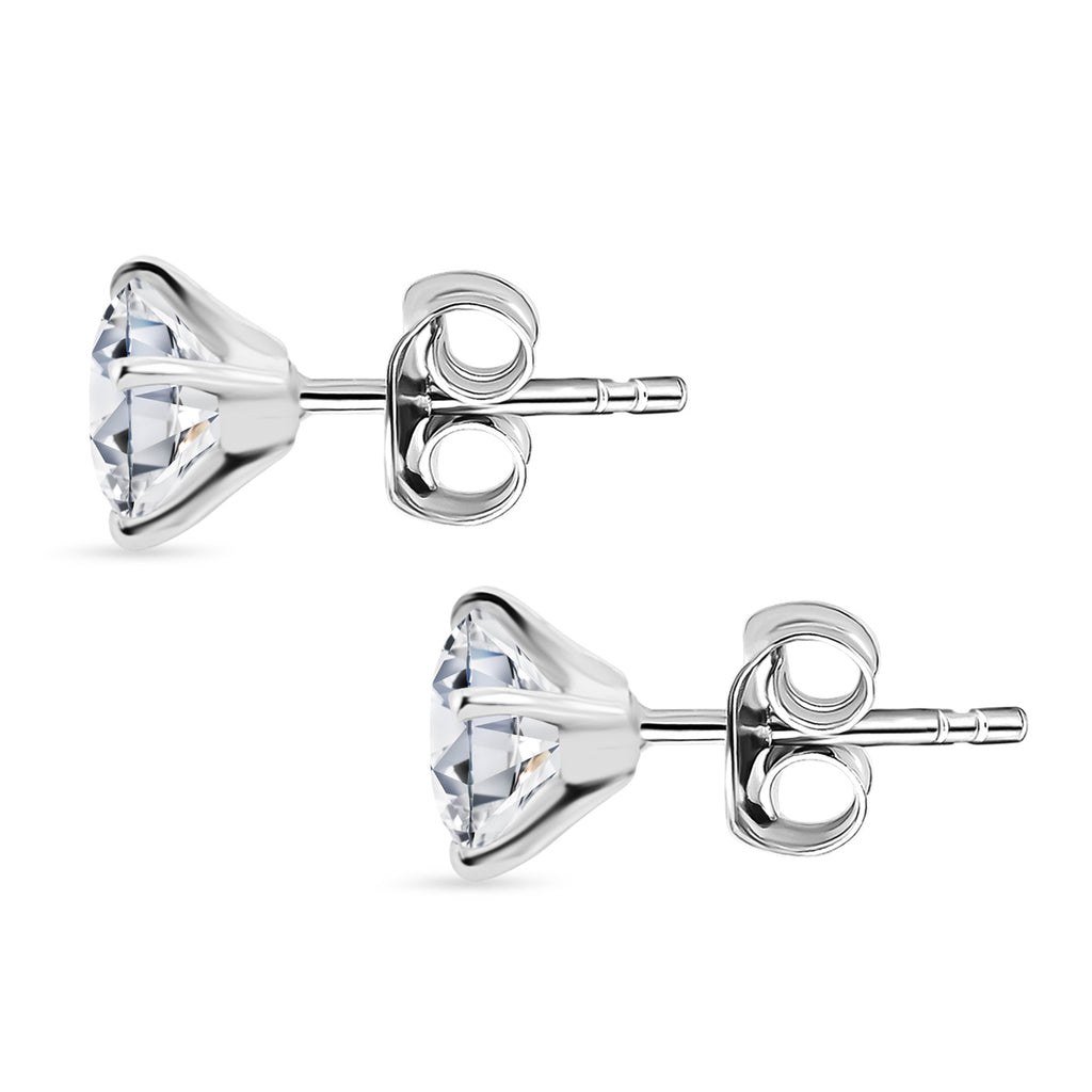 TJC EXLCLUSIVE - Set of 2 - D'Joy Moissanite Solitaire Stud Push Post Earring & Bracelet (Size - 7) in Rhodium Overlay Sterling Silver 22.80 Ct, Silver Wt. 10.47 Gms_4468754_4