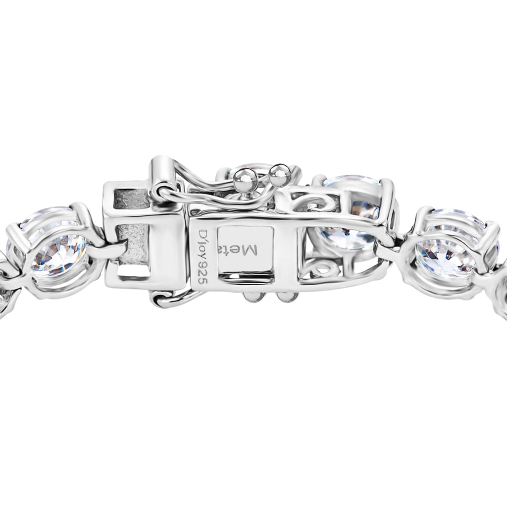 TJC EXLCLUSIVE - Set of 2 - D'Joy Moissanite Solitaire Stud Push Post Earring & Bracelet (Size - 7) in Rhodium Overlay Sterling Silver 22.80 Ct, Silver Wt. 10.47 Gms_4468754_6