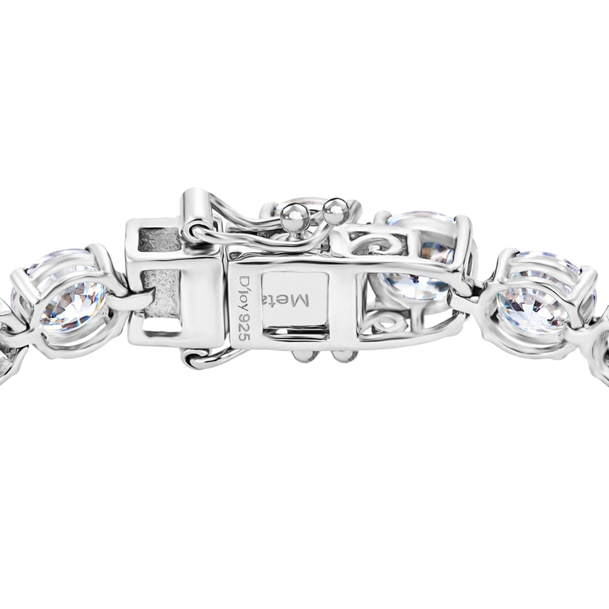 TJC EXLCLUSIVE - Set of 2 - D'Joy Moissanite Solitaire Stud Push Post Earring &amp; Bracelet (Size - 8) within Rhodium Overlay Sterling Silver 25.93 Ct, Silver Wt. 11.36 Gms V32530849 4
