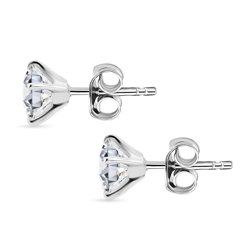 TJC EXLCLUSIVE - Set of 2 - D'Joy Moissanite Solitaire Stud Push Post Earring & Bracelet (Size - 8) within Rhodium Overlay Sterling Silver 25.93 Ct, Silver Wt. 11.36 Gms_4468756_5