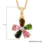 Multi-Tourmaline & Lab Grown Diamond (SI/G-H) Floral Pendant with Chain (Size 20) in Yellow Gold Plated Sterling Silver 1.00 Ct_4469462_5