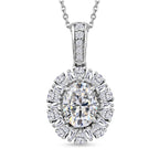 D'Joy - Moissanite Halo Pendant with Chain (Size 20) in Rhodium Overlay Sterling Silver 2.71 Ct._4469504