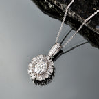 D'Joy - Moissanite Halo Pendant with Chain (Size 20) in Rhodium Overlay Sterling Silver 2.71 Ct._4469504_2