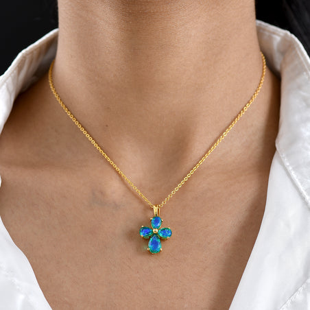 D'Joy - Peacock Triplet Quartz Cross Pendant in Yellow Gold Plated Sterling Silver with Chain (Size 20) 3.73 Ct. 4471319 2