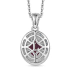 Luxuriant - Natural Radiant Ember Garnet & Lab Grown Diamond (SI/G-H) Halo Pendant with Chain (Size 20) in Rhodium Overlay Sterling Silver 1.26 Ct._4471619_4