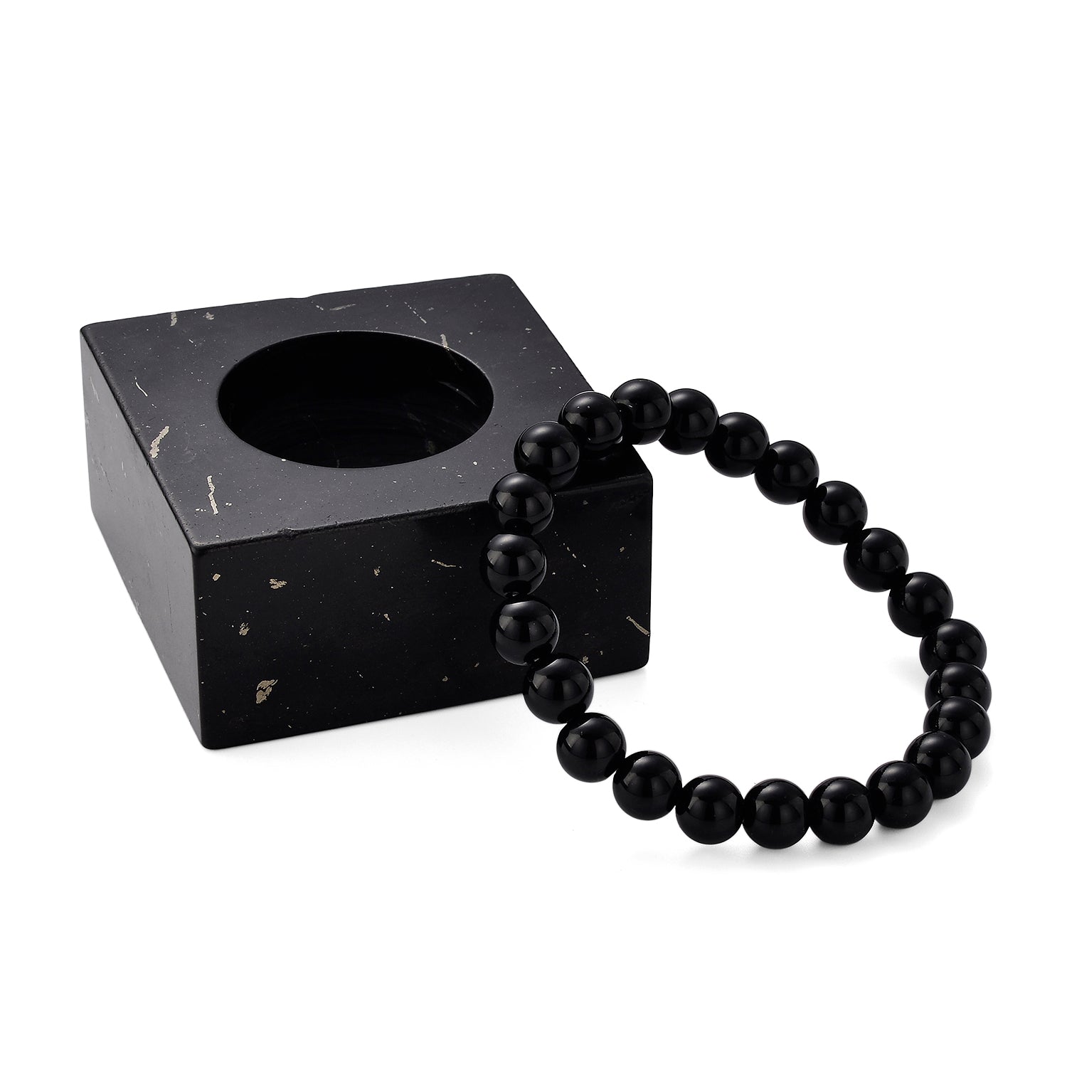 Set of 2 - Natural Shungite Candle Holder &amp; Stretchable Bracelet (Size - 7) 1175.00 Ct. 4471759 0