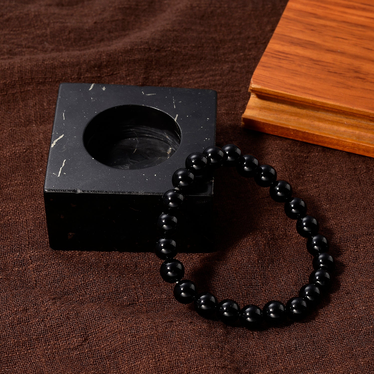 Set of 2 - Natural Shungite Candle Holder &amp; Stretchable Bracelet (Size - 7) 1175.00 Ct. 4471759 2