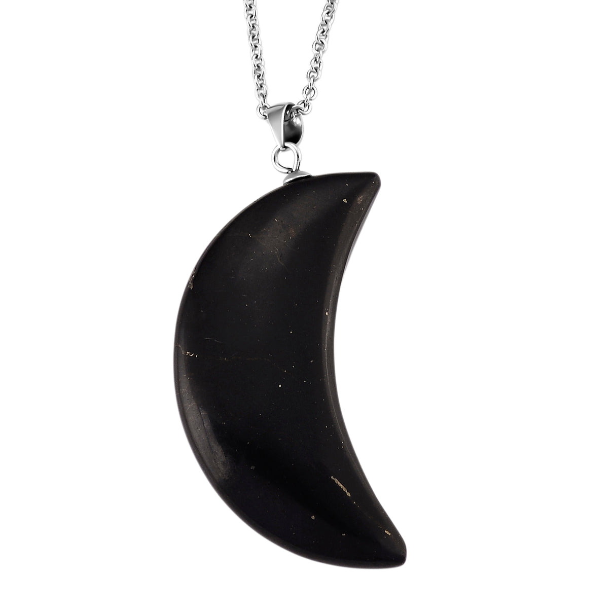 Natural Shungite Half Moon Pendant with Chain (Size 20) 35.00 Ct. 4471767 0