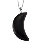 Natural Shungite Half Moon Pendant with Chain (Size 20) 35.00 Ct._4471767