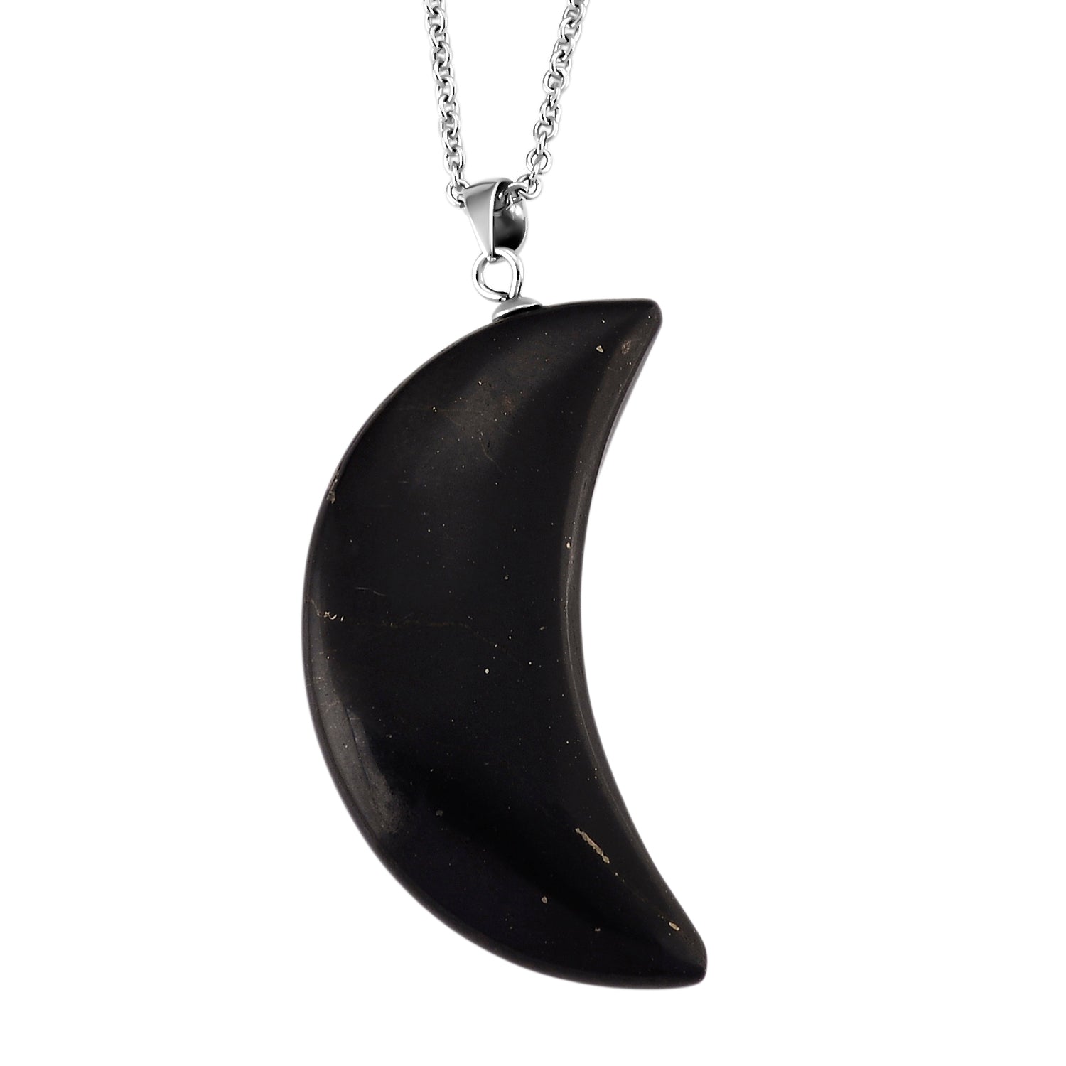 Natural Shungite Half Moon Pendant with Chain (Size 20) 35.00 Ct. 4471767 0