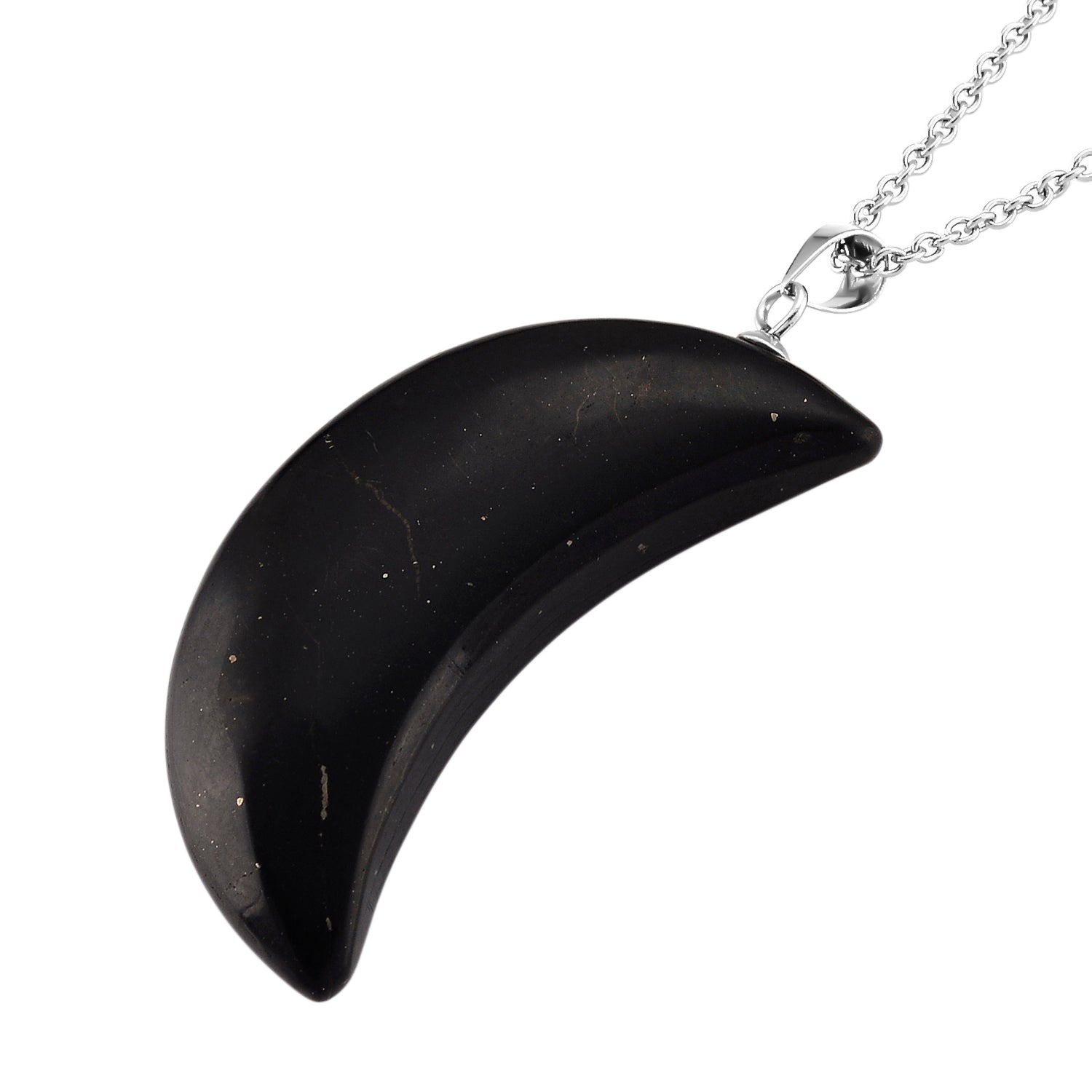 Natural Shungite Half Moon Pendant with Chain (Size 20) 35.00 Ct. 4471767 4