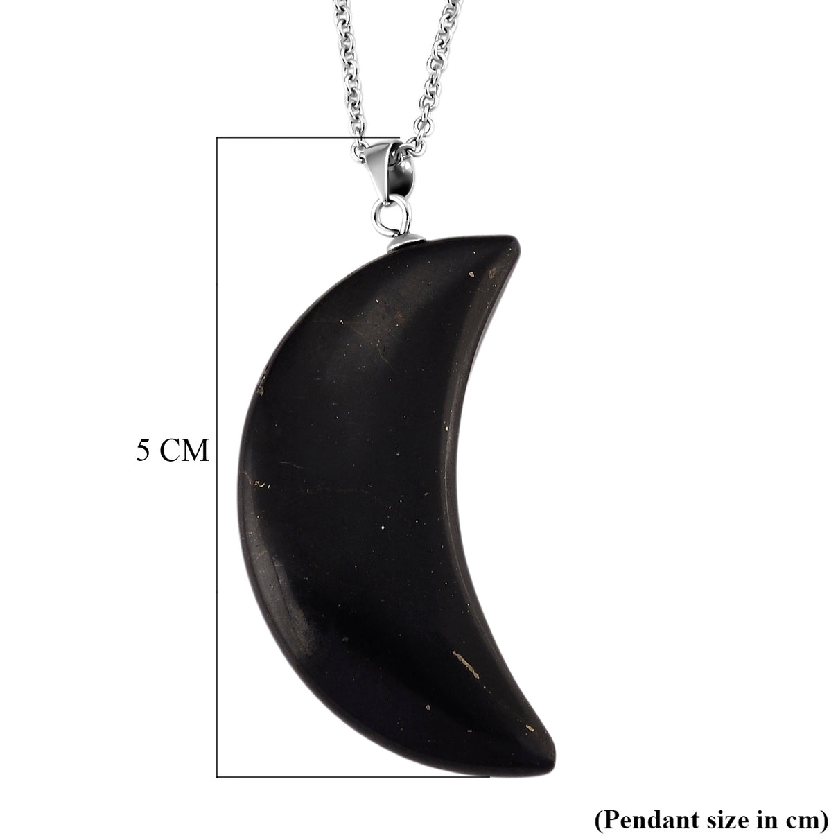 Natural Shungite Half Moon Pendant with Chain (Size 20) 35.00 Ct. 4471767 6