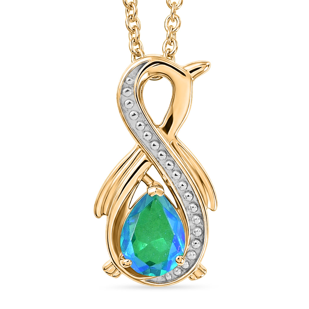 D'Joy - Peacock Triplet Quartz Solitaire Infinity Pendant in Yellow Gold Plated Sterling Silver with Chain (Size 20) 1.11 Ct._4471876