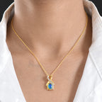 D'Joy - Peacock Triplet Quartz Solitaire Infinity Pendant in Yellow Gold Plated Sterling Silver with Chain (Size 20) 1.11 Ct._4471876_1