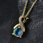 D'Joy - Peacock Triplet Quartz Solitaire Infinity Pendant in Yellow Gold Plated Sterling Silver with Chain (Size 20) 1.11 Ct._4471876_2
