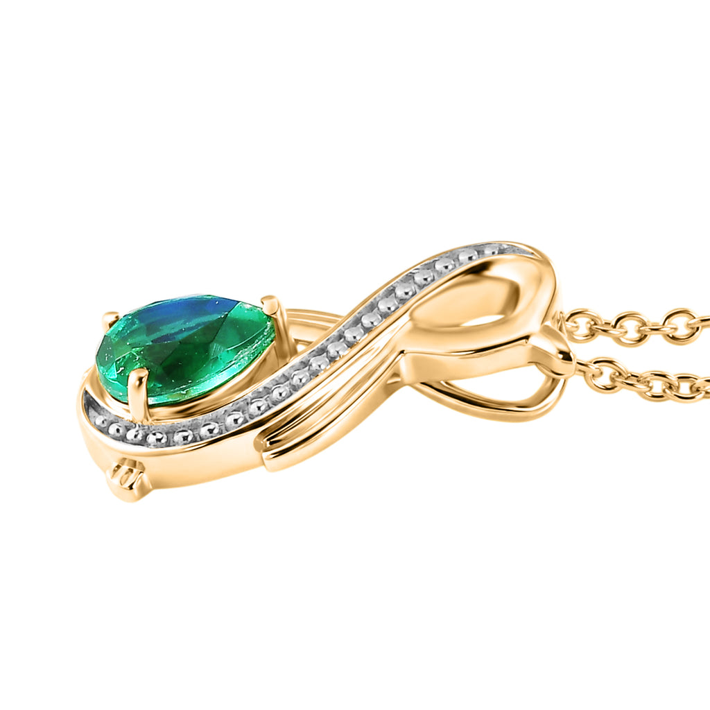 D'Joy - Peacock Triplet Quartz Solitaire Infinity Pendant in Yellow Gold Plated Sterling Silver with Chain (Size 20) 1.11 Ct._4471876_3