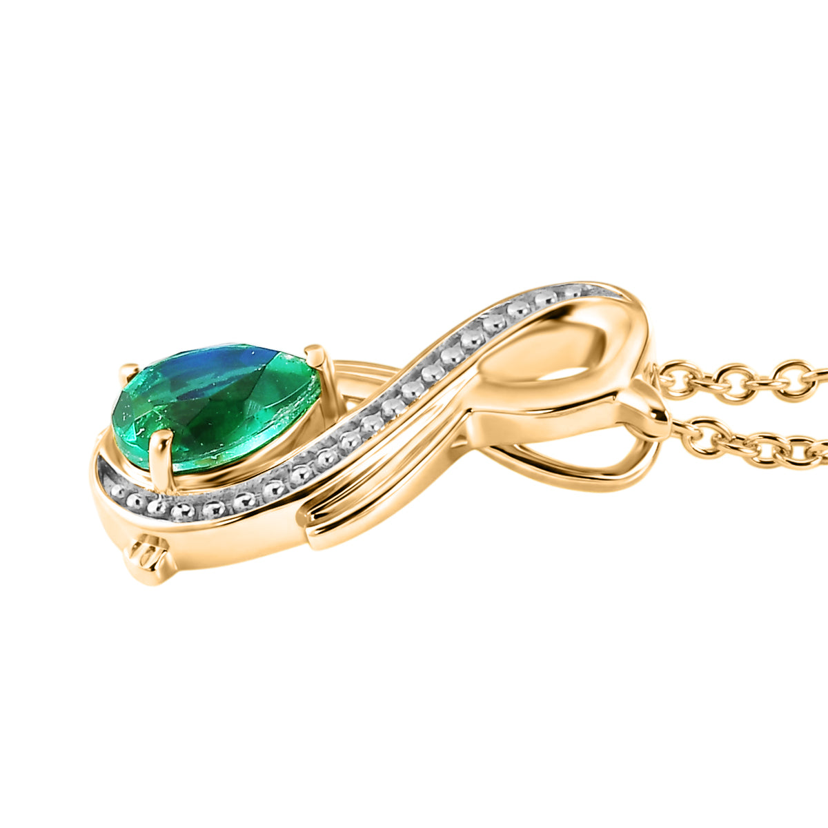 D'Joy - Peacock Triplet Quartz Solitaire Infinity Pendant in Yellow Gold Plated Sterling Silver with Chain (Size 20) 1.11 Ct. V32554800 4