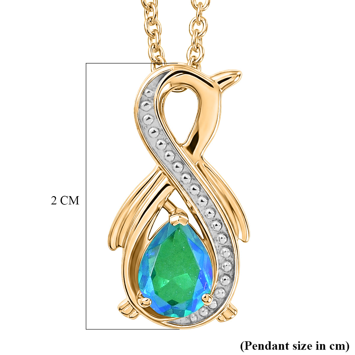 D'Joy - Peacock Triplet Quartz Solitaire Infinity Pendant in Yellow Gold Plated Sterling Silver with Chain (Size 20) 1.11 Ct. V32554800 6