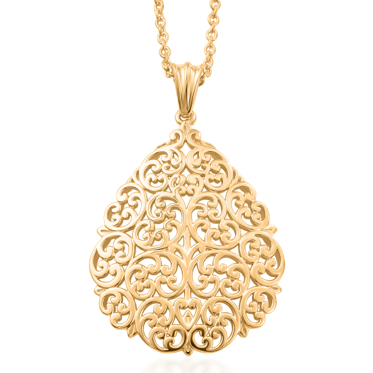 EverTrue Bronzella Collection - Filigree Pendant with Chain (Size 20) in 18K Gold Plating 4471937 0