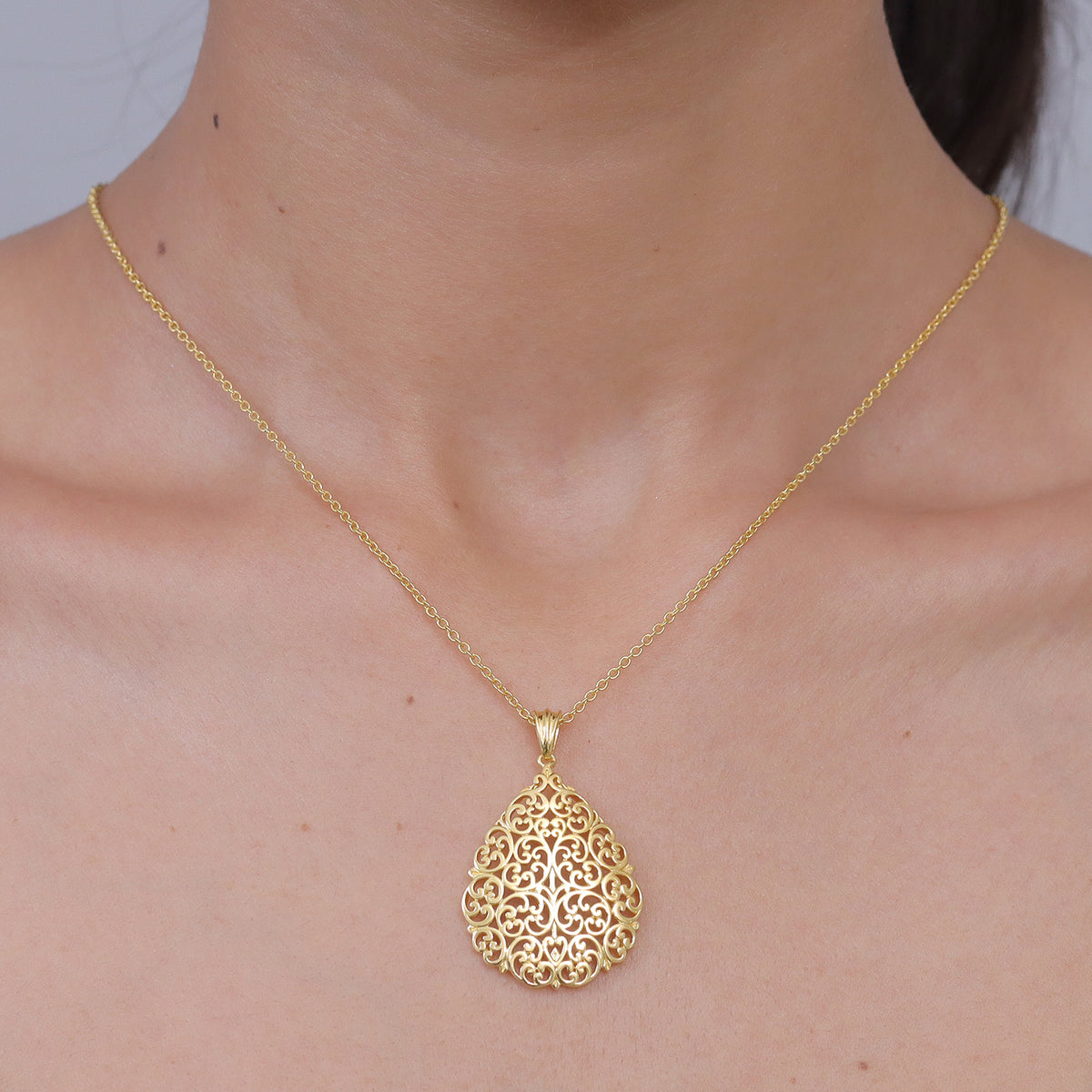 EverTrue Bronzella Collection - Filigree Pendant with Chain (Size 20) in 18K Gold Plating 4471937 2