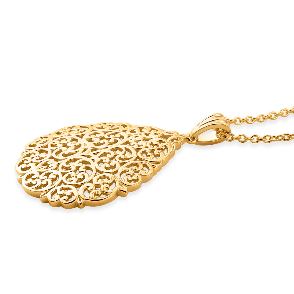 EverTrue Bronzella Collection - Filigree Pendant with Chain (Size 20) in 18K Gold Plating_4471937_3